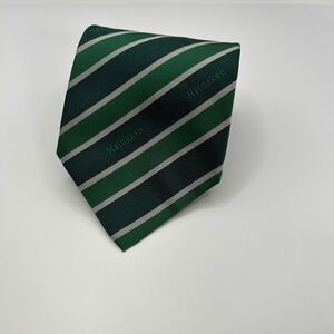Heineken Mens Silk Necktie Green Navy White Striped Logo Beer Promotional Tie